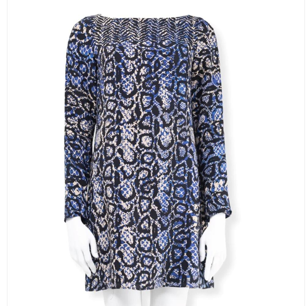 TIBI Silk Python Print Long Sleeve Mini Shift Dre… - image 5